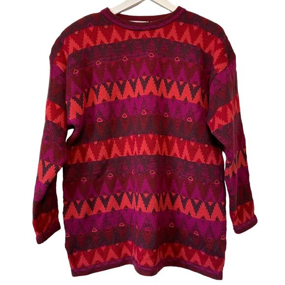 Vintage Triangle Pattern Longer Crewneck Sweater - Women's Size L - Picture 1 of 4